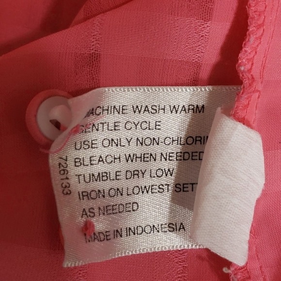 Liz Baker Pink sheer striped plaid printed button up - Picture 8 of 9